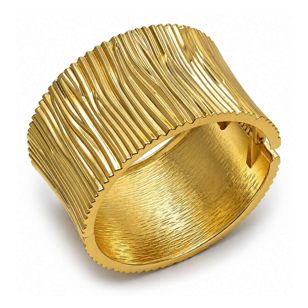 Oro Laminado Individual Bangle, Gold Filled Style Diamond Cutting Finish, Golden Finish