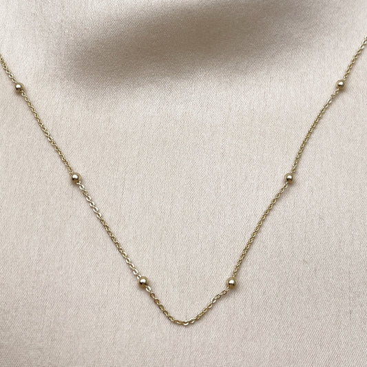 Oro Laminado Basic Necklace, Gold Filled Style Rolo and Ball Design, Polished, Golden Finish