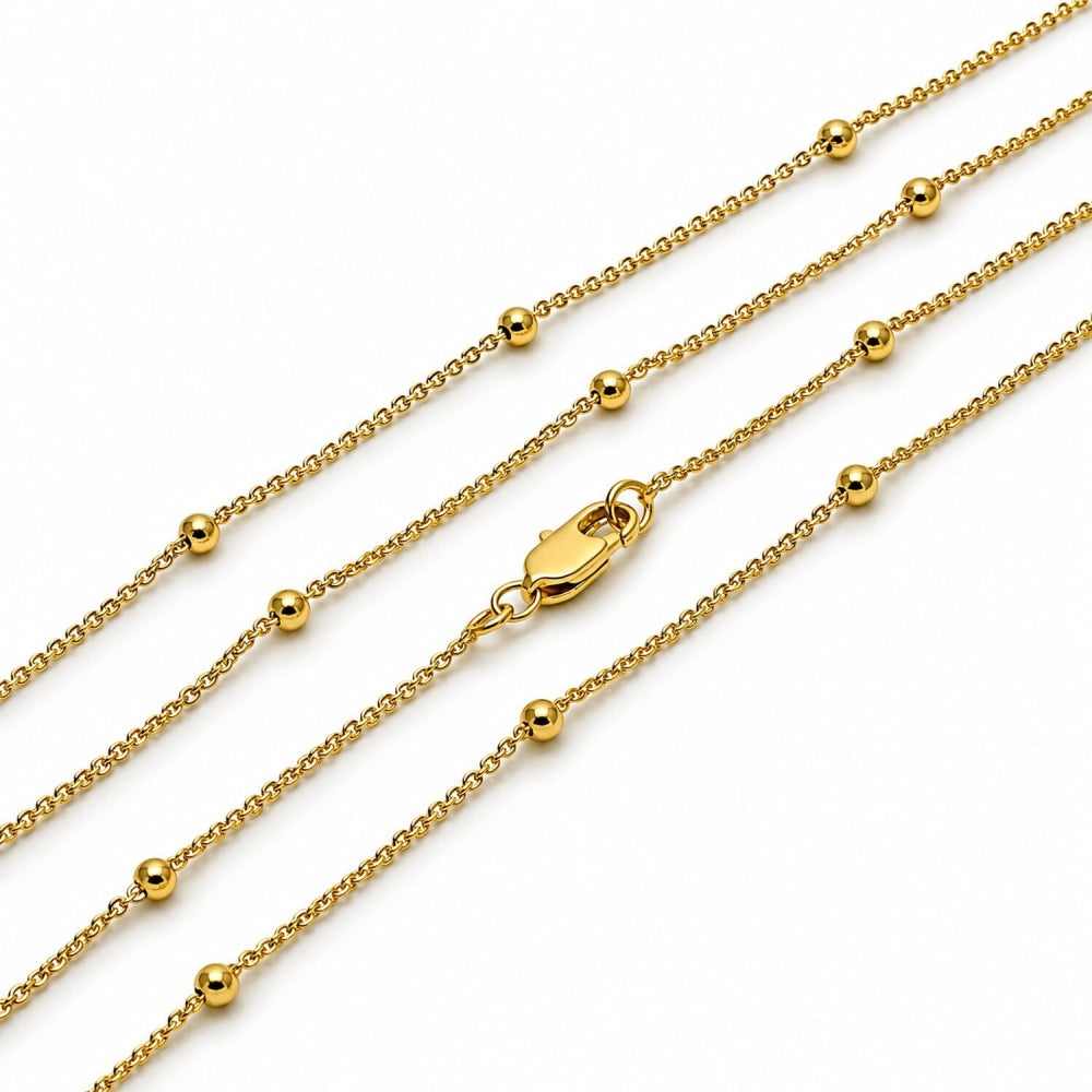 Oro Laminado Basic Necklace, Gold Filled Style Rolo and Ball Design, Polished, Golden Finish
