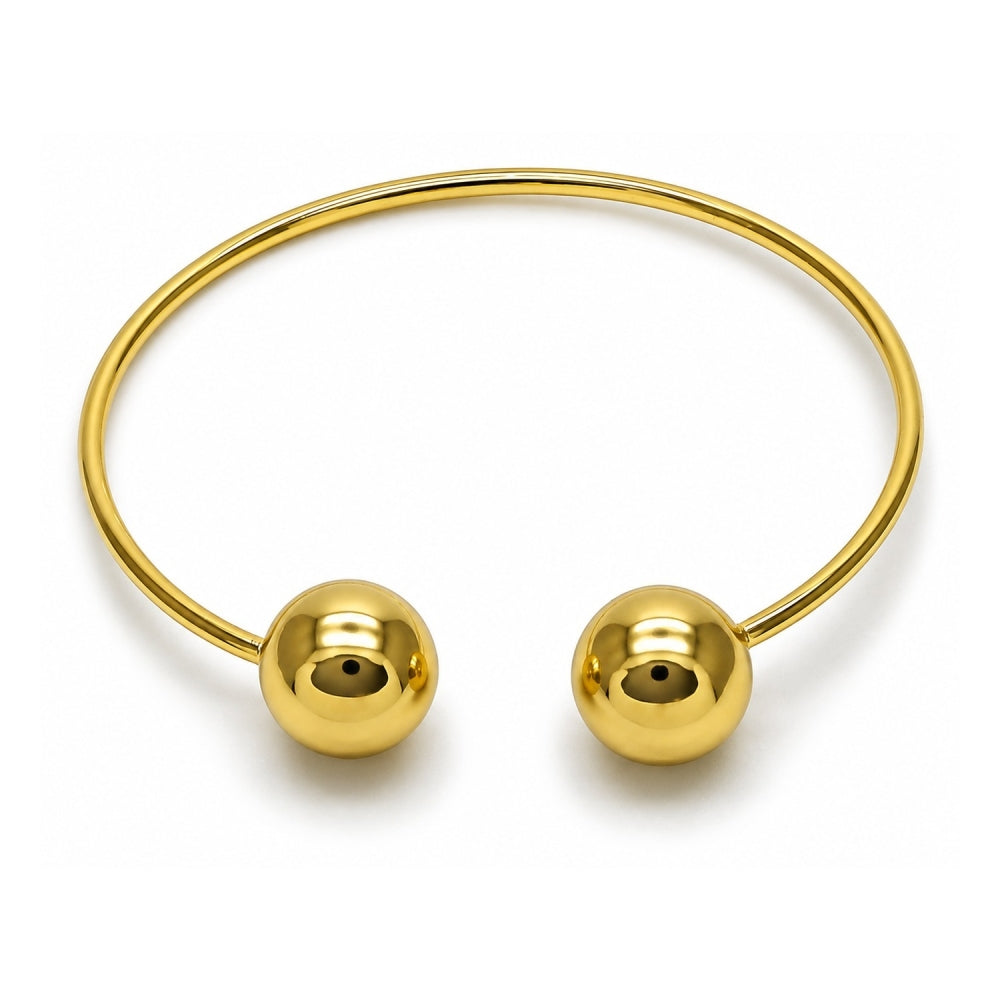 Oro Laminado Individual Bangle, Gold Filled Style Ball Design, Polished, Golden Finish