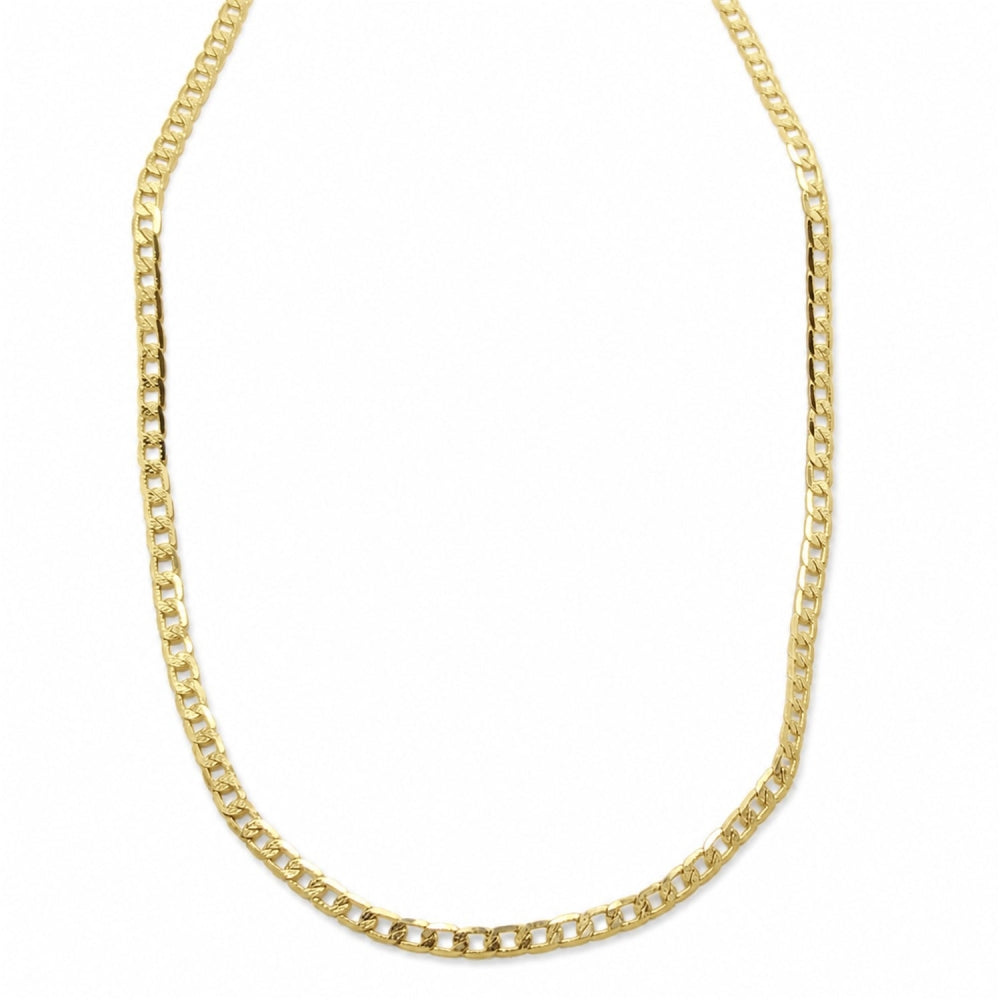 Oro Laminado Basic Necklace, Gold Filled Style Pave Cuban Design, Polished, Golden Finish
