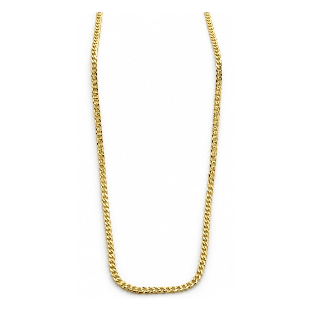 Oro Laminado Basic Necklace, Gold Filled Style Pave Cuban Design, Polished, Golden Finish