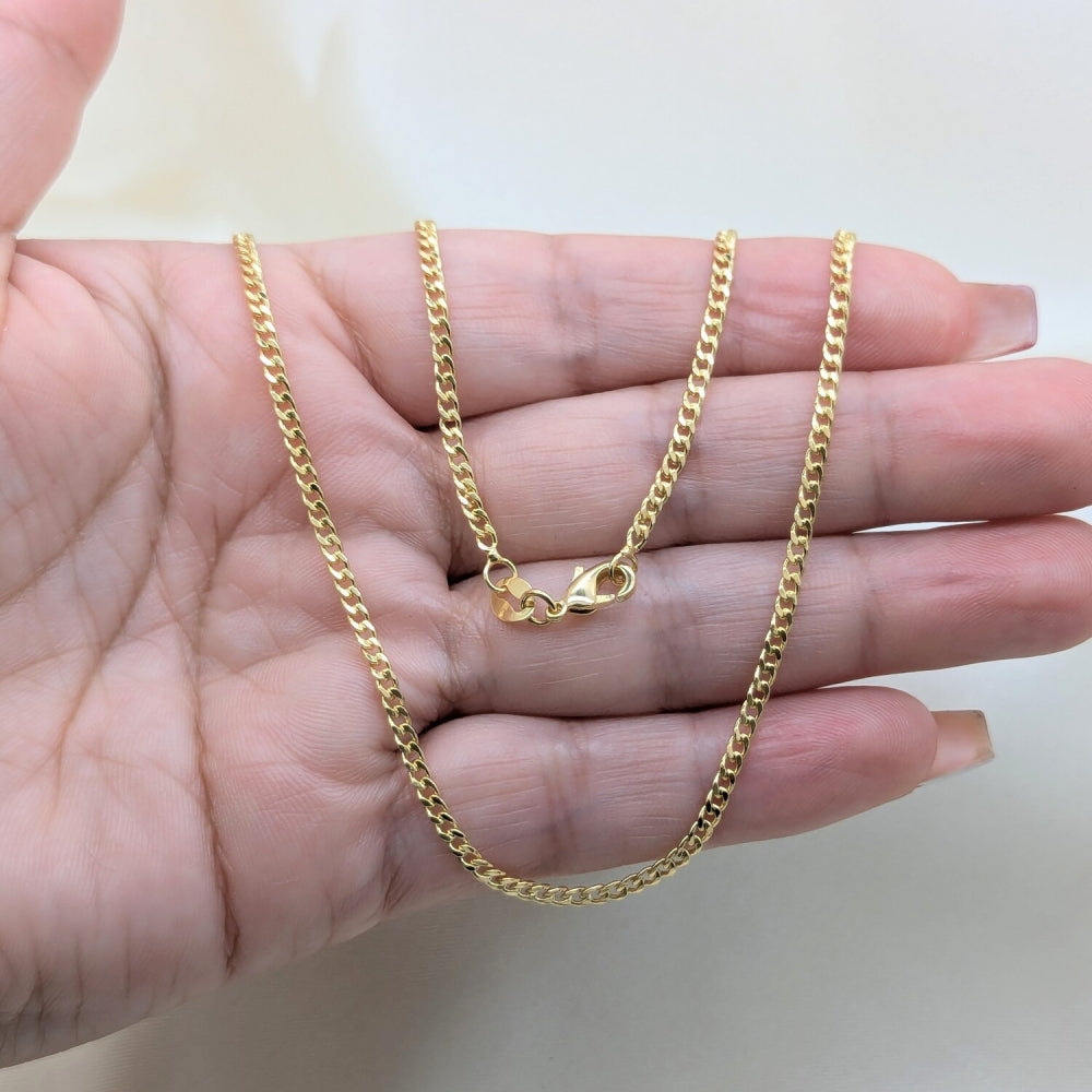 Oro Laminado Basic Necklace, Gold Filled Style Curb Design, Polished, Golden Finish