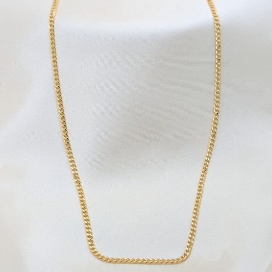 Oro Laminado Basic Necklace, Gold Filled Style Curb Design, Polished, Golden Finish