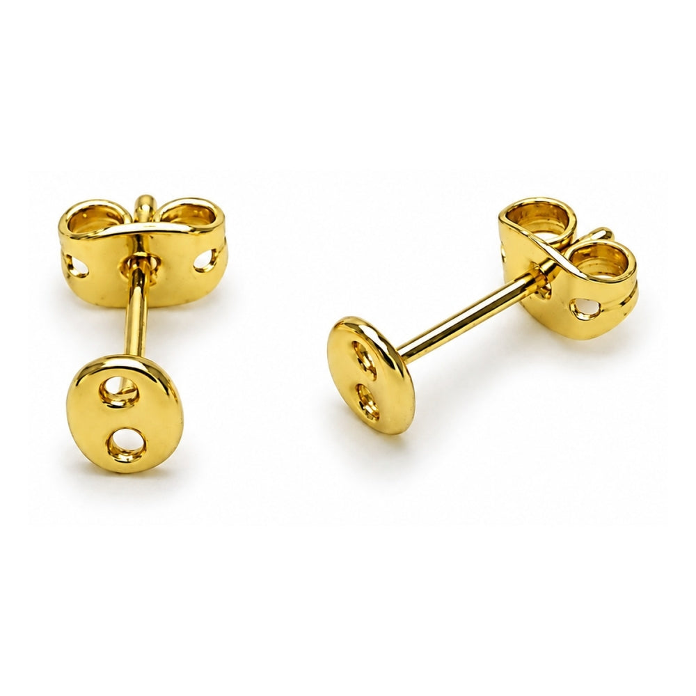 Oro Laminado Stud Earring, Gold Filled Style Puff Mariner Design, Polished, Golden Finish