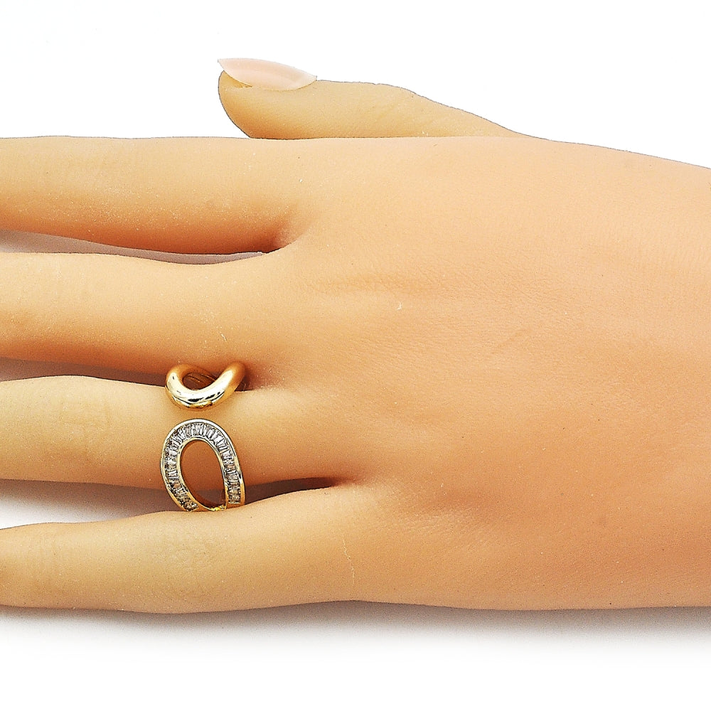 Oro Laminado Multi Stone Ring, Gold Filled Style Baguette and Teardrop Design, with White Cubic Zirconia, Polished, Golden Finish