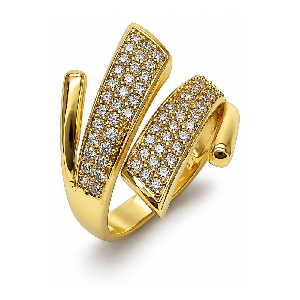 Oro Laminado Multi Stone Ring, Gold Filled Style with White Cubic Zirconia, Polished, Golden Finish