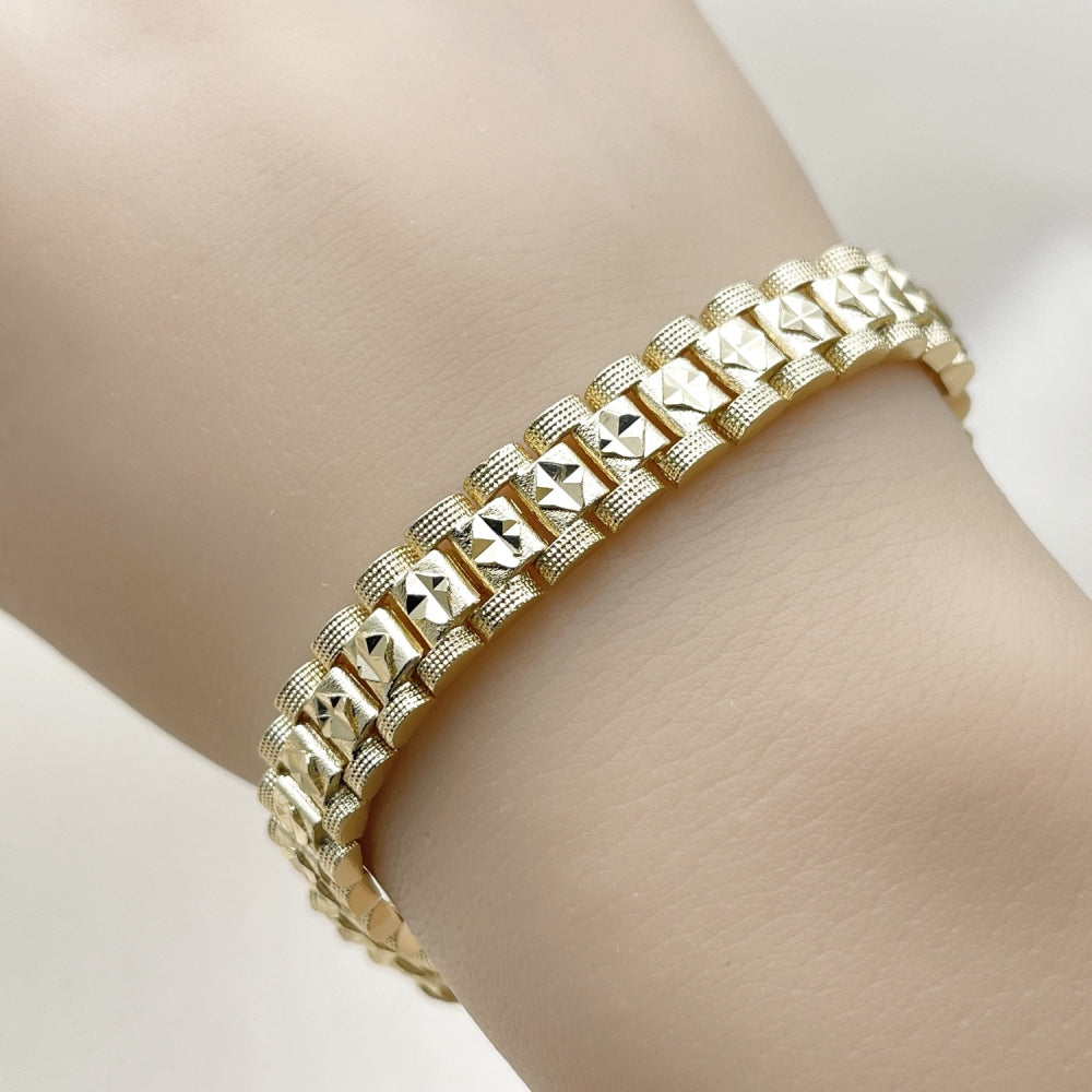 Oro Laminado Solid Bracelet, Gold Filled Style Matte Finish, Golden Finish