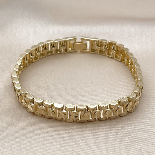 Oro Laminado Solid Bracelet, Gold Filled Style Matte Finish, Golden Finish