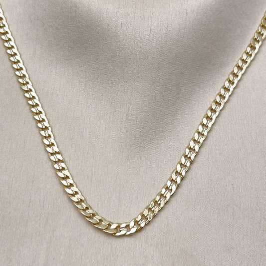 Oro Laminado Basic Necklace, Gold Filled Style Concave Cuban Design, Polished, Golden Finish