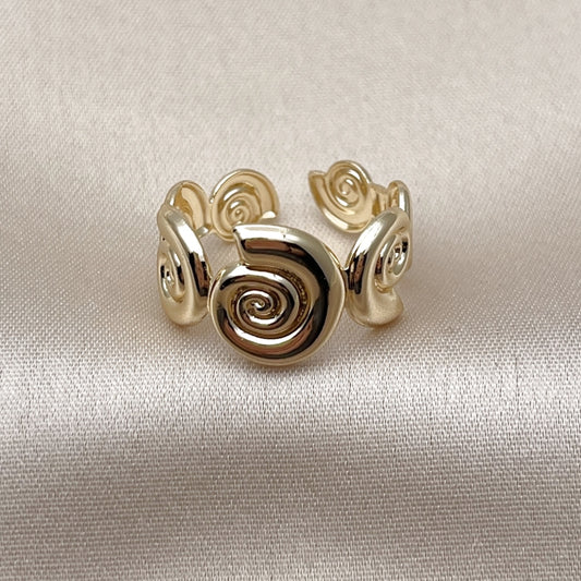 Oro Laminado Elegant Ring, Gold Filled Style Snail Design, Polished, Golden Finish