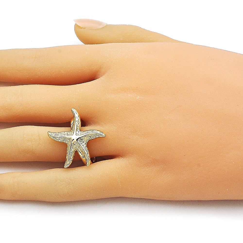 Oro Laminado Elegant Ring, Gold Filled Style Star Design, Polished, Golden Finish