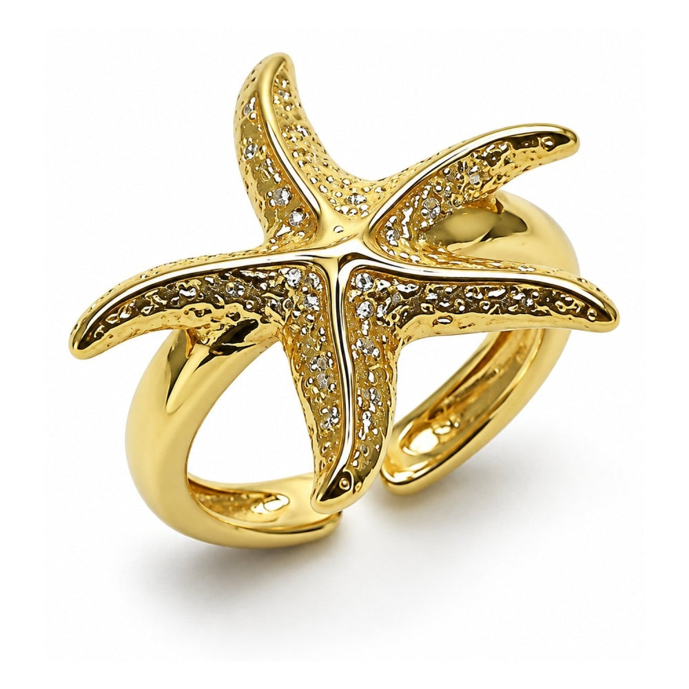 Oro Laminado Elegant Ring, Gold Filled Style Star Design, Polished, Golden Finish