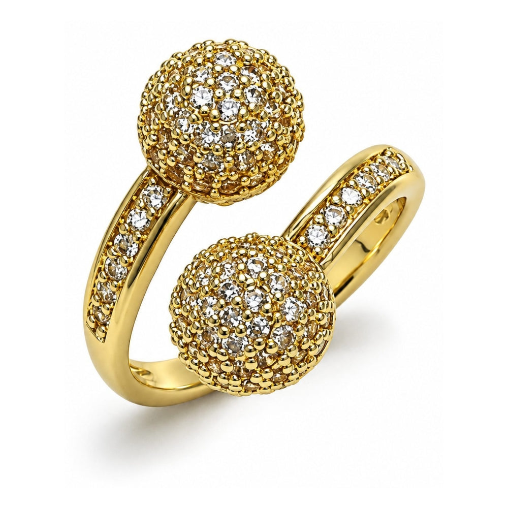 Oro Laminado Multi Stone Ring, Gold Filled Style Ball Design, with White Cubic Zirconia, Polished, Golden Finish
