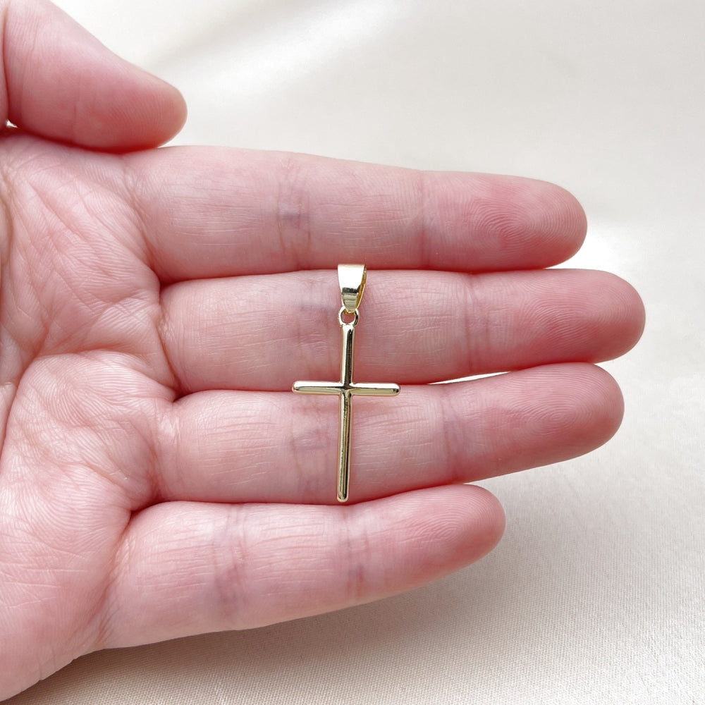 Oro Laminado Religious Pendant, Gold Filled Style Cross Design, Polished, Golden Finish