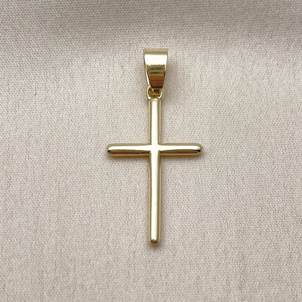 Oro Laminado Religious Pendant, Gold Filled Style Cross Design, Polished, Golden Finish