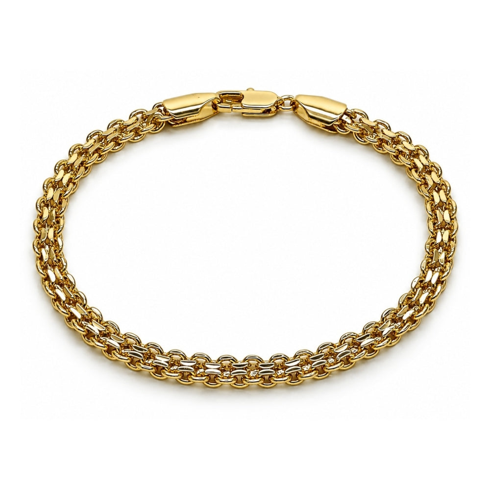 Oro Laminado Basic Bracelet, Gold Filled Style Bismark Design, Polished, Golden Finish