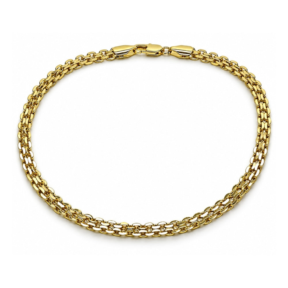 Oro Laminado Basic Anklet, Gold Filled Style Bismark Design, Polished, Golden Finish
