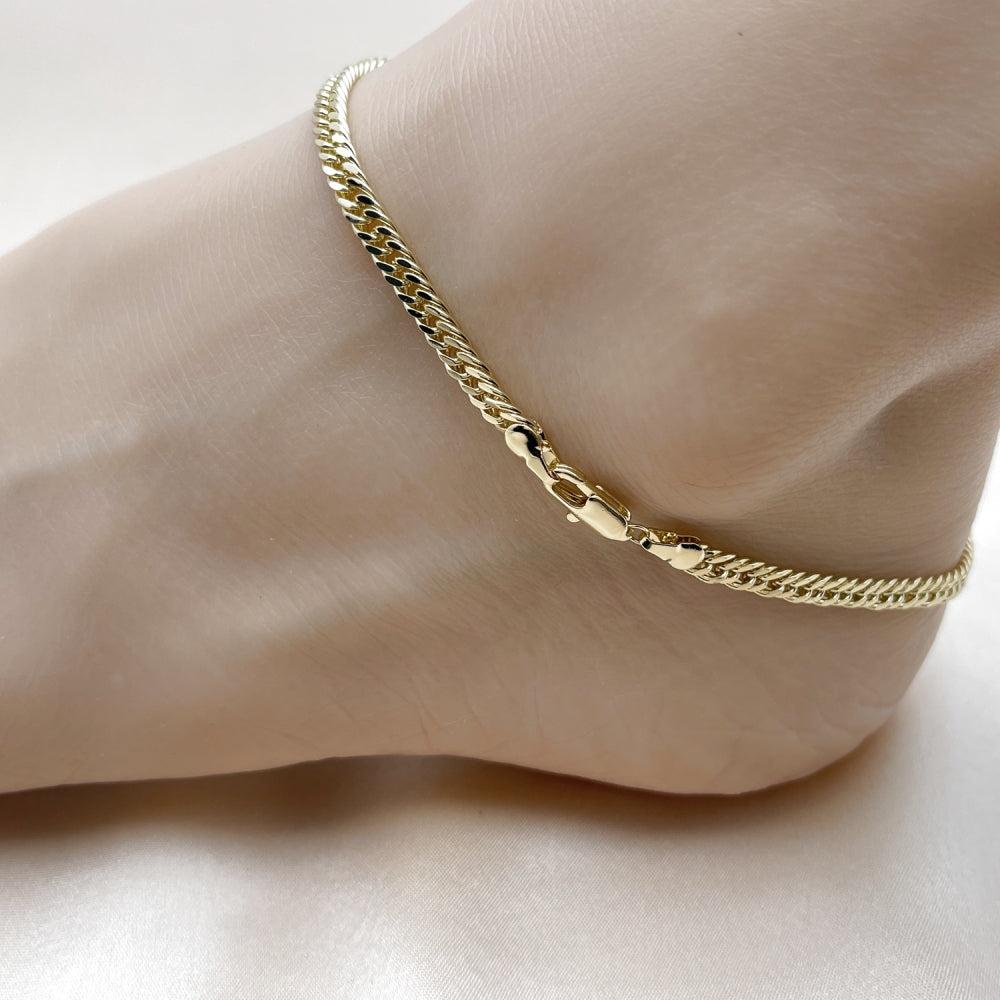 Oro Laminado Basic Anklet, Gold Filled Style Diamond Cutting Finish, Golden Finish