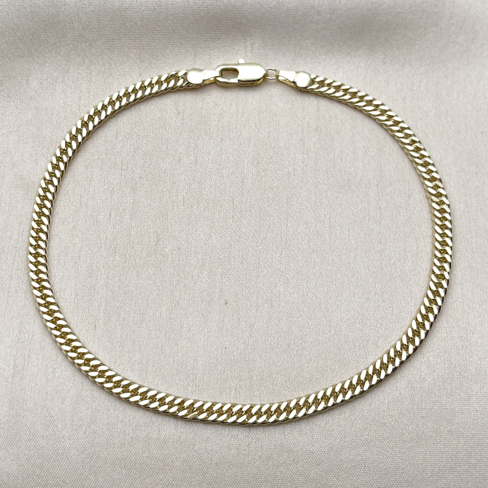 Oro Laminado Basic Anklet, Gold Filled Style Diamond Cutting Finish, Golden Finish