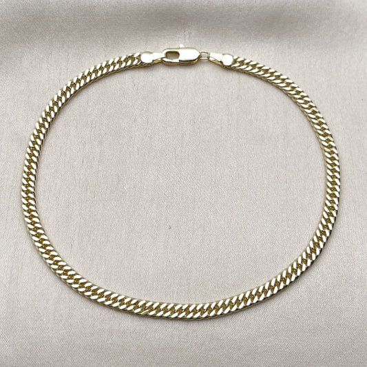 Oro Laminado Basic Anklet, Gold Filled Style Diamond Cutting Finish, Golden Finish