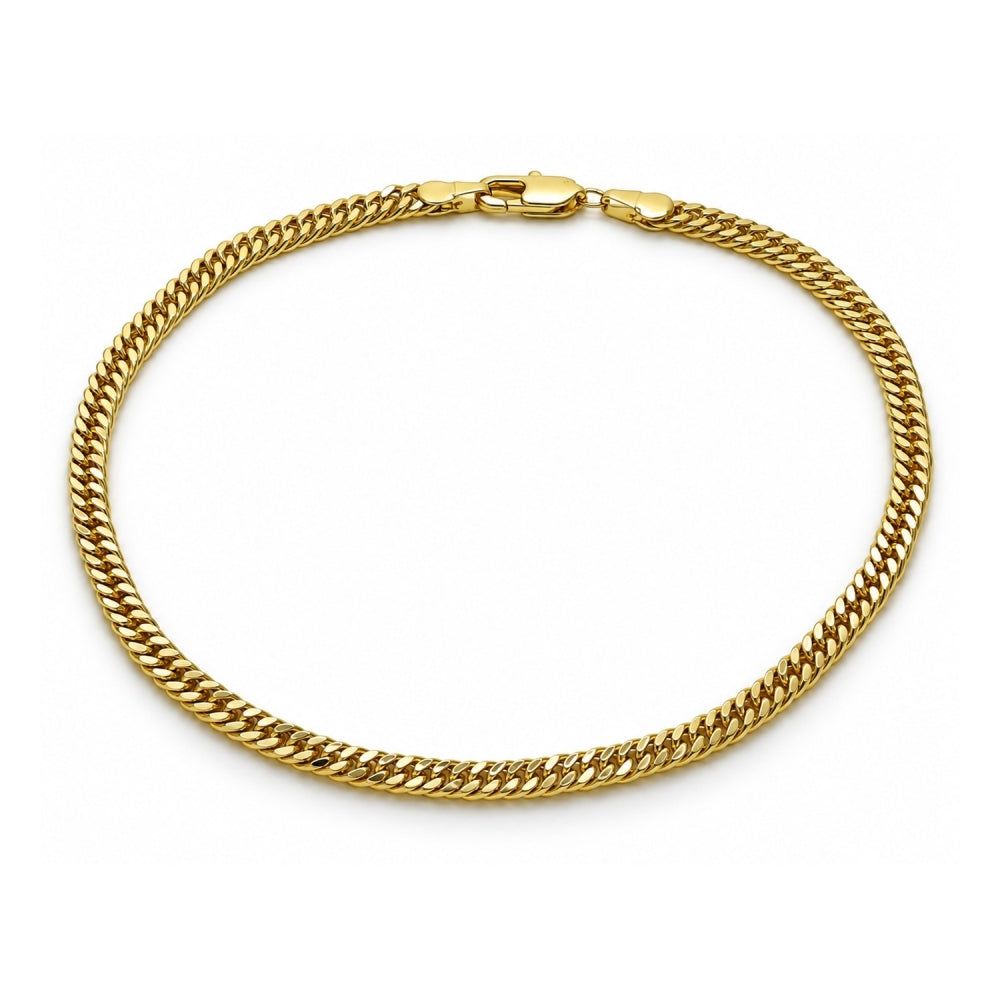 Oro Laminado Basic Anklet, Gold Filled Style Diamond Cutting Finish, Golden Finish