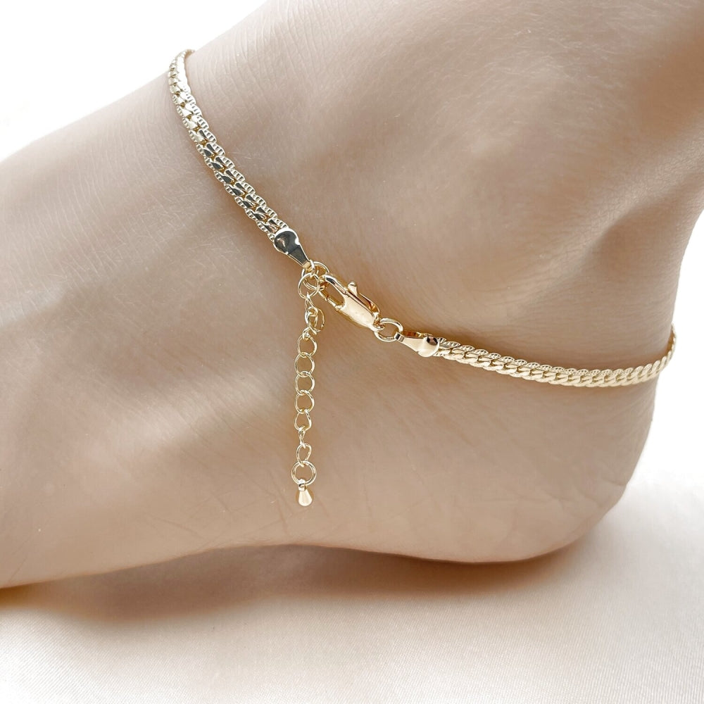 Oro Laminado Basic Anklet, Gold Filled Style Polished, Golden Finish
