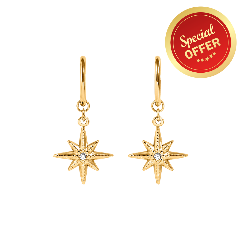 Affordable 18K Gold PVD Sunburst Heart Huggie Earrings for Women | Non-Tarnish Jewelry
