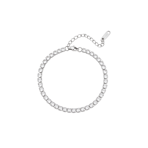 18K Gold PVD Stainless Steel Emerald Cut CZ Stone Tennis Chain Bracelet