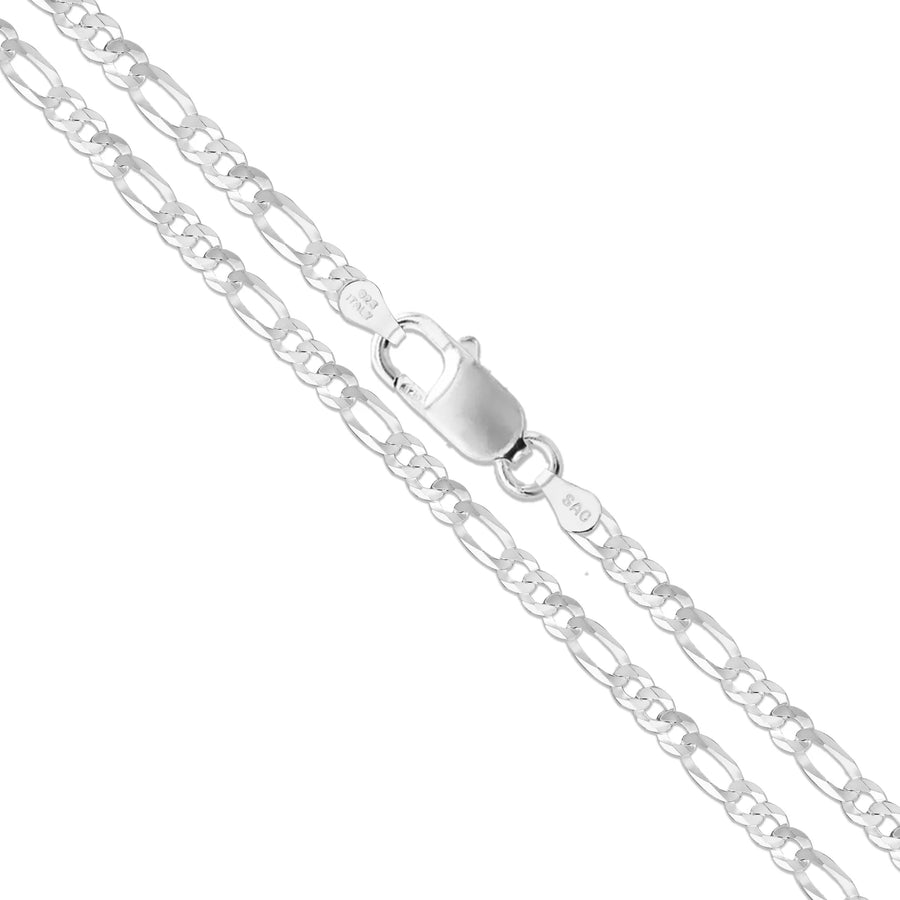 Figaro 100 - 4.5mm - Sterling Silver Flat Figaro Chain Necklace