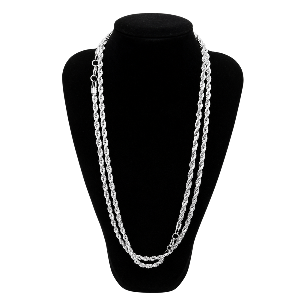 24" 3.5mm 316 Stainless Steel Rope Chain Necklace - Durable & Tarnish-Resistant