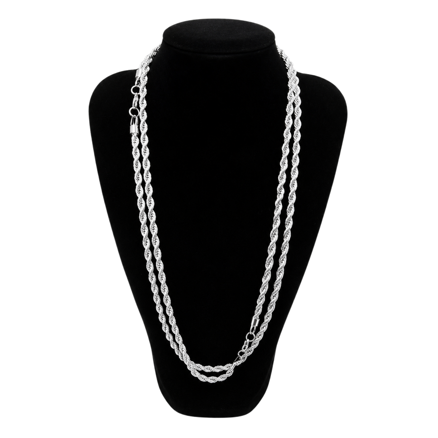 24" 3.5mm 316 Stainless Steel Rope Chain Necklace - Durable &… – Necklace by Sloop Jewelry