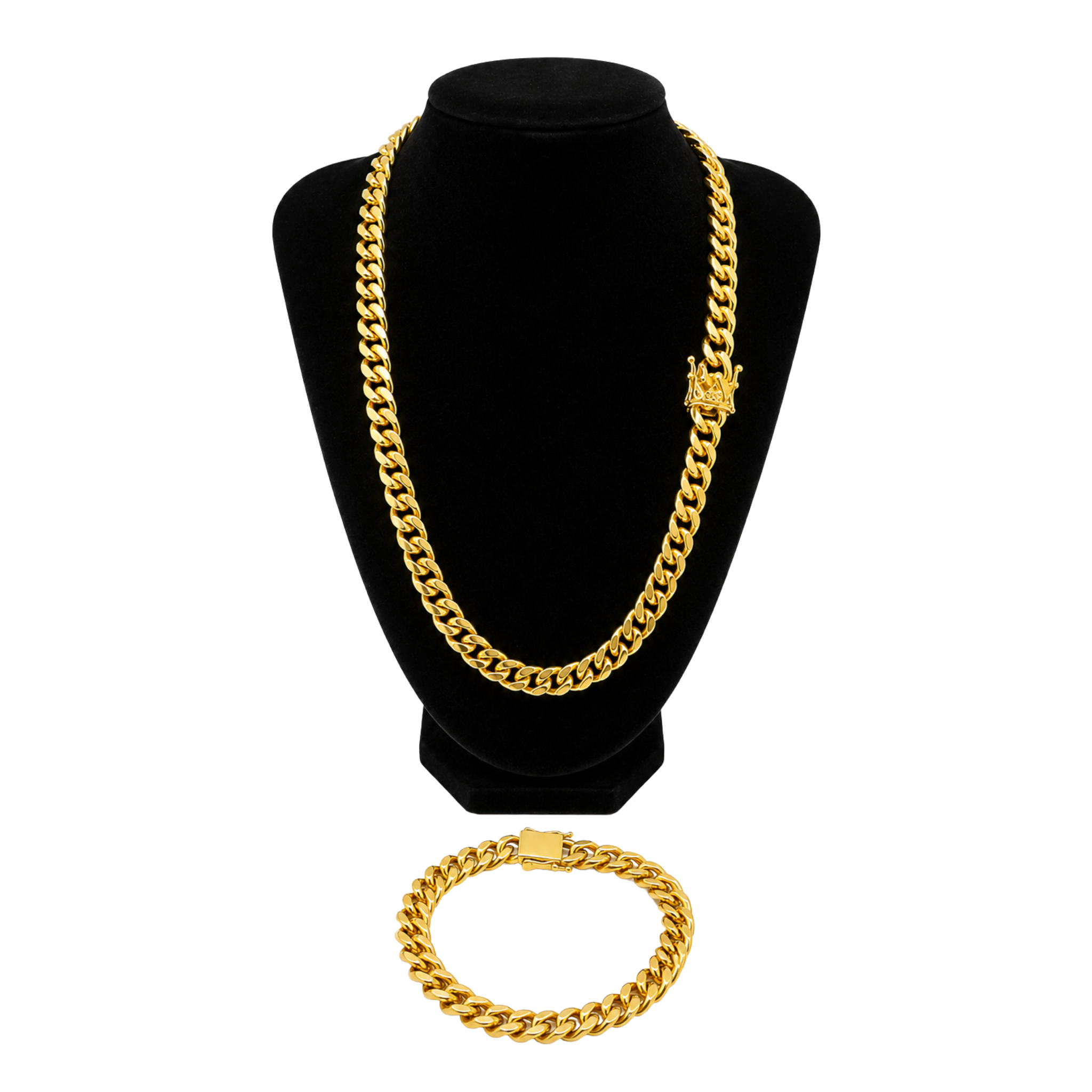 24" Cuban Style 316 Stainless Steel Necklace & Matching Bracelet Set