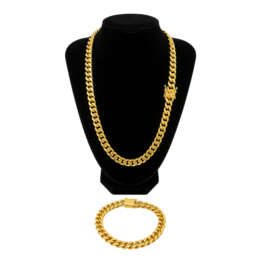 24" Cuban Style 316 Stainless Steel Necklace & Matching Bracelet Set – Necklace by Sloop Jewelry