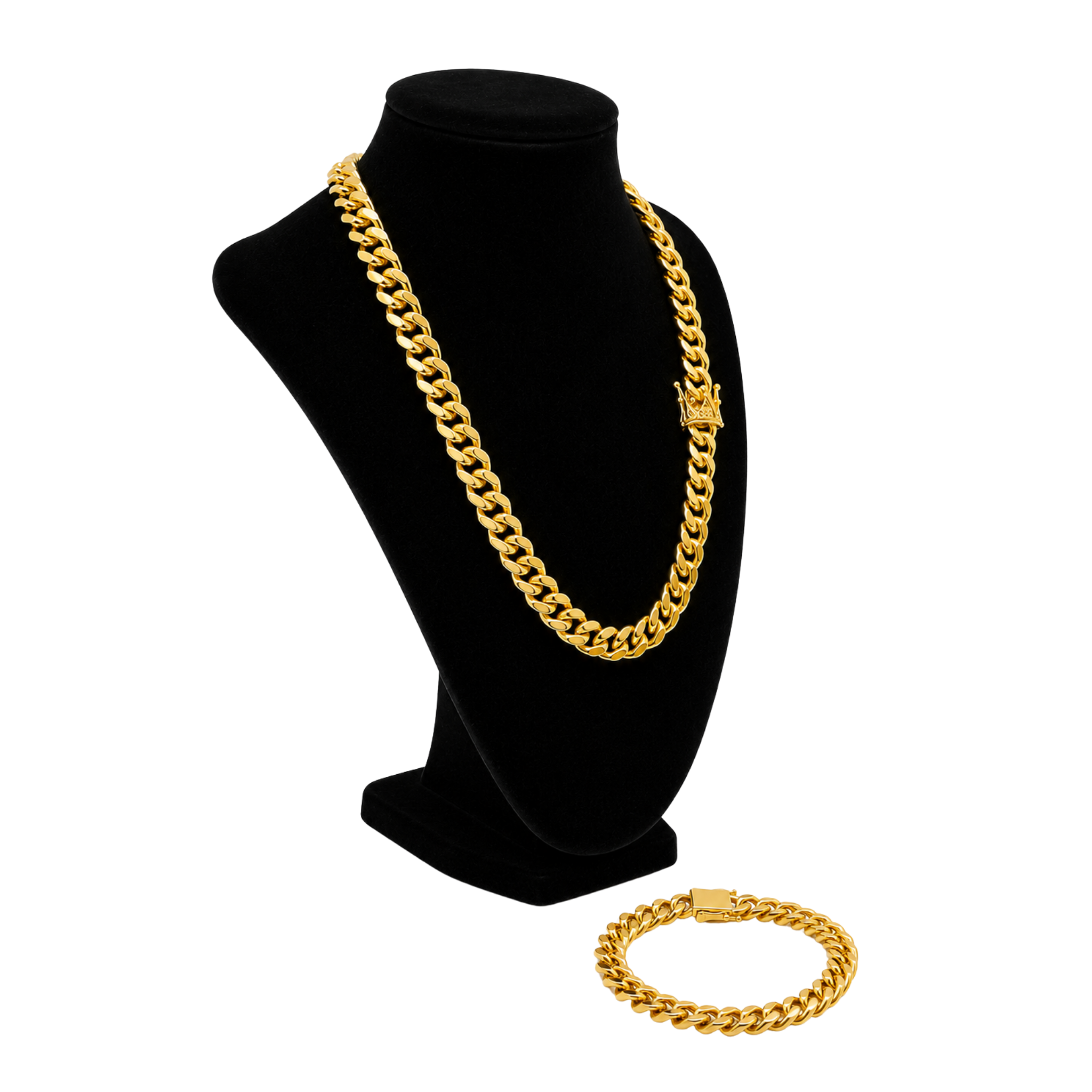 24" Cuban Style 316 Stainless Steel Necklace & Matching Bracelet Set