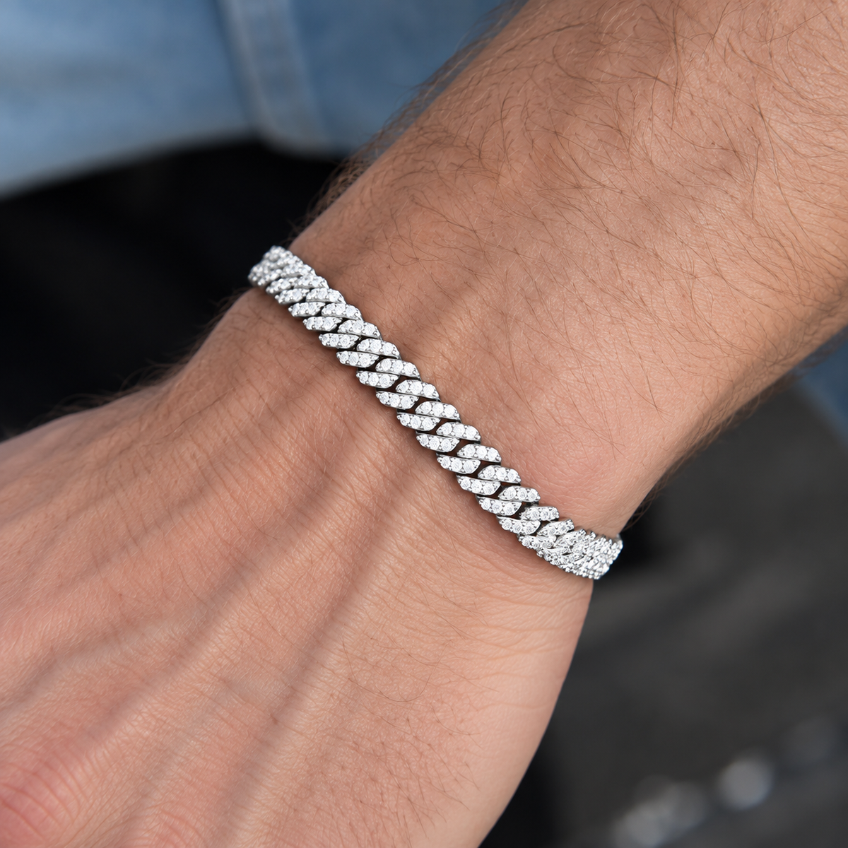 6MM Moissanite Iced Out Cuban Link Bracelet