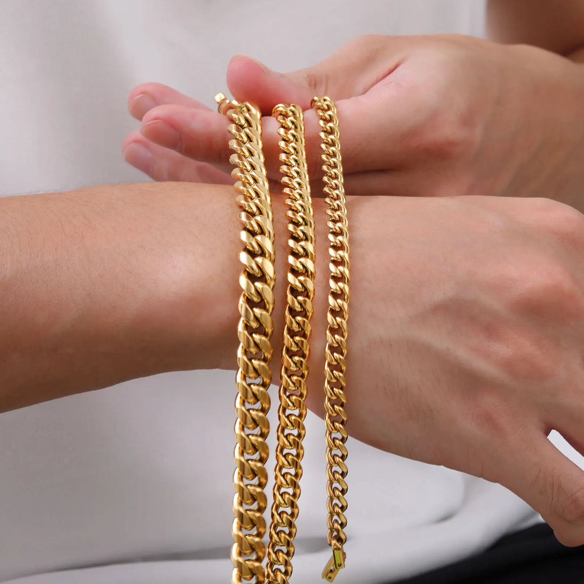 Gold Cuban Link Stainless Steel Bracelet for Men