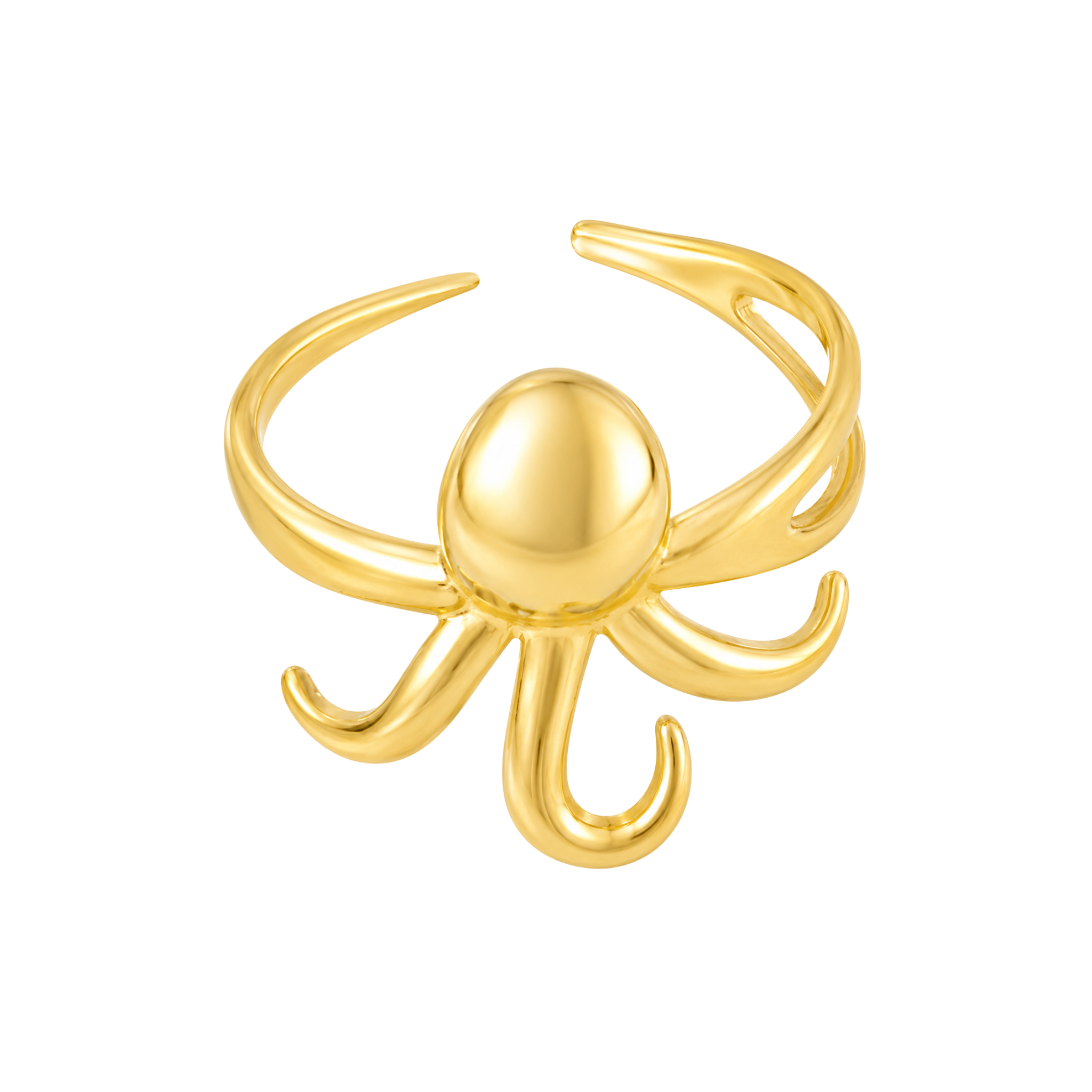 Adjustable Gold Stainless Steel Octopus Ring