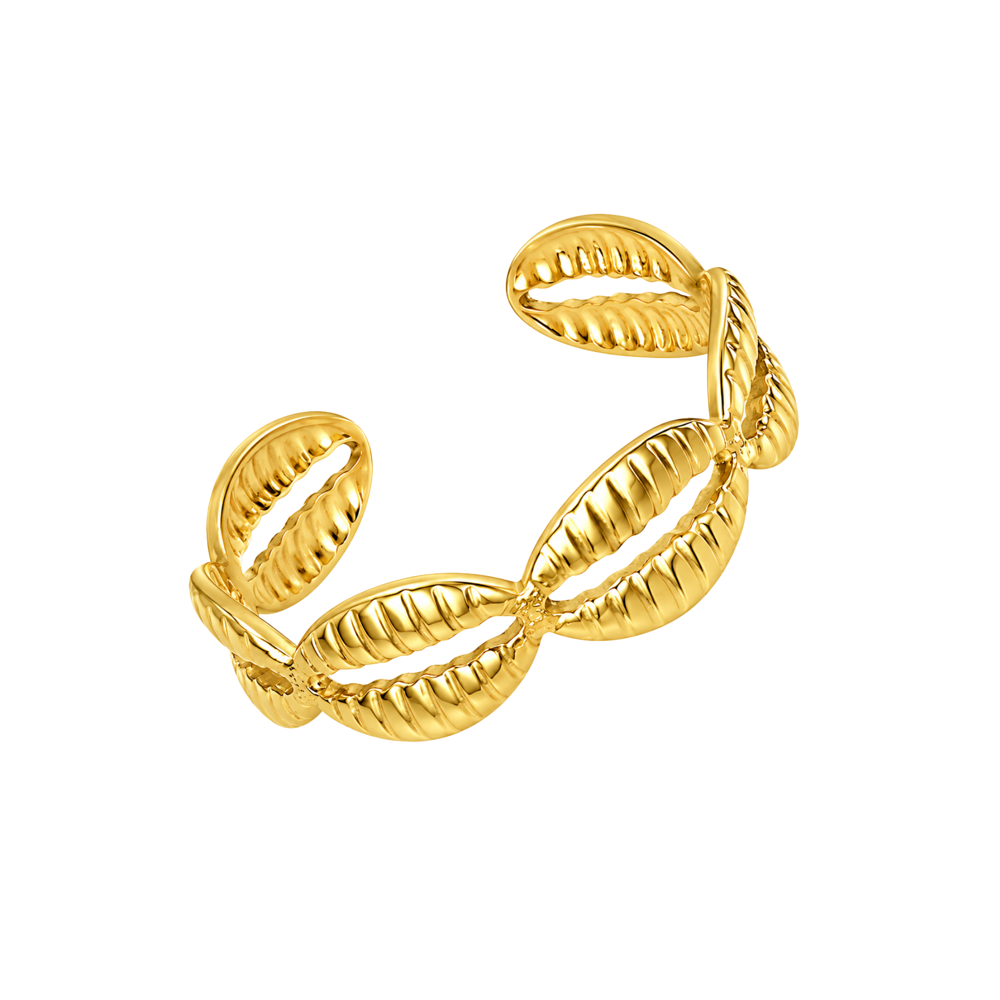 Adjustable Stainless Steel Clam Shells Ring