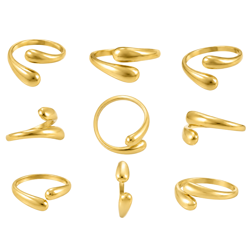 Adjustable Stainless Steel Droplet Hug Ring