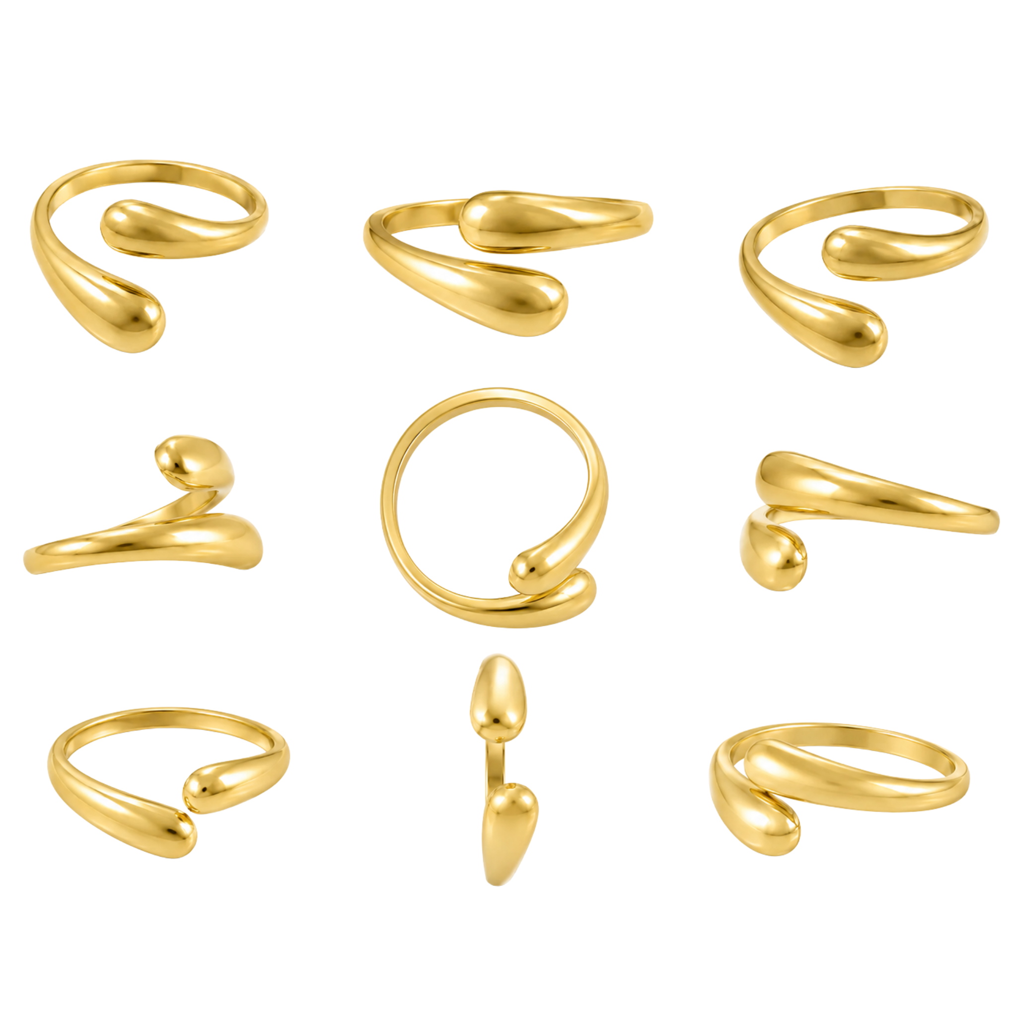 Adjustable Stainless Steel Droplet Hug Ring