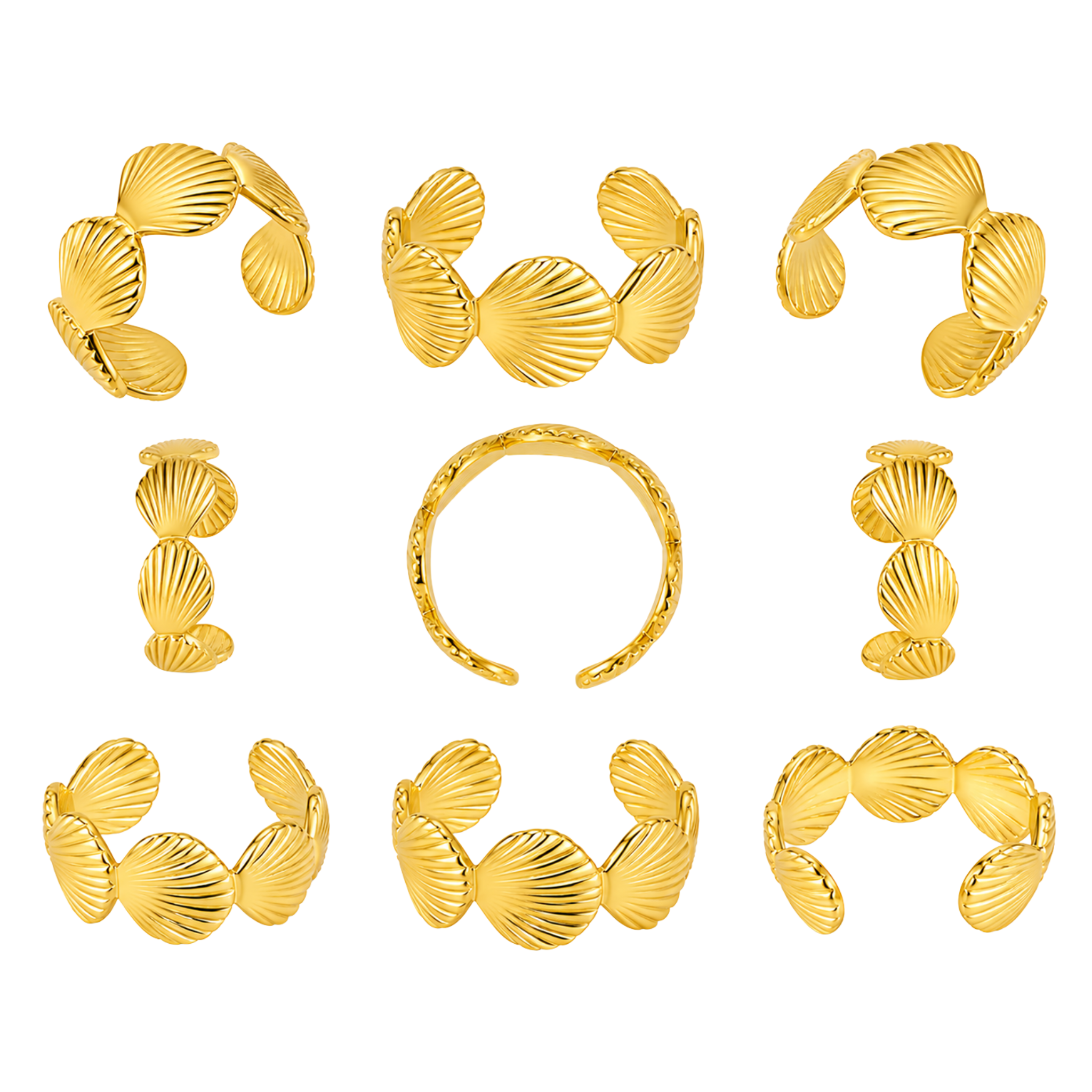 Adjustable Stainless Steel Large Shells Ring