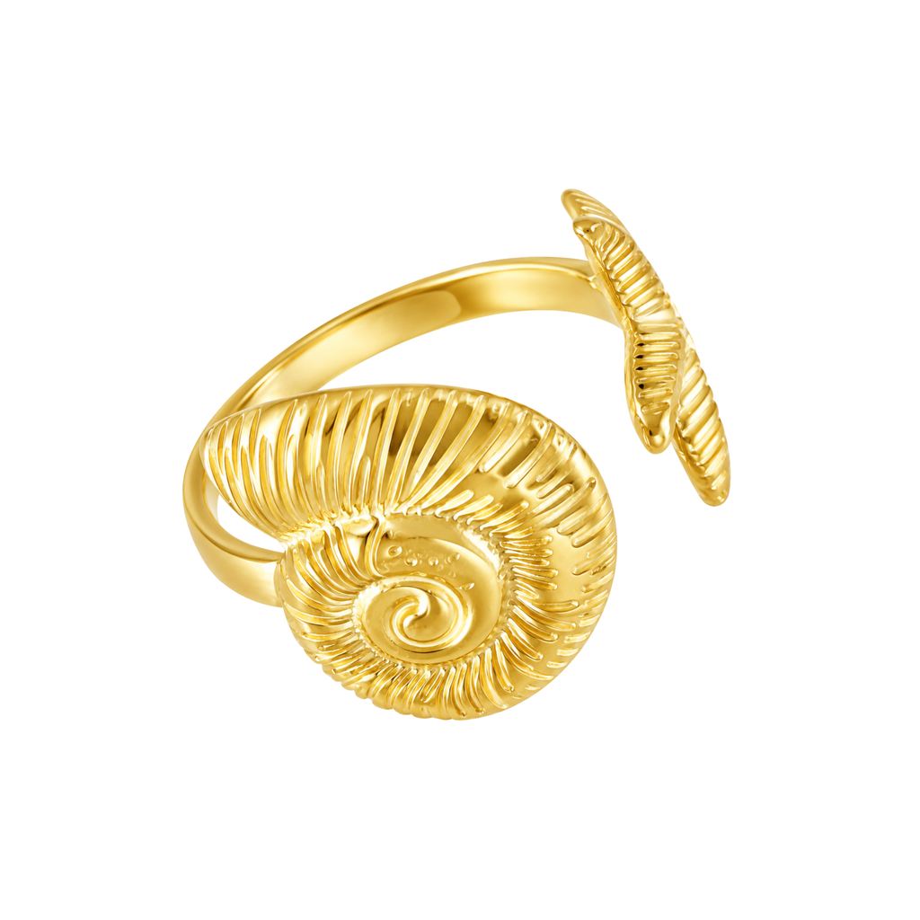 Adjustable Stainless Steel Seashell & Starfish Ring