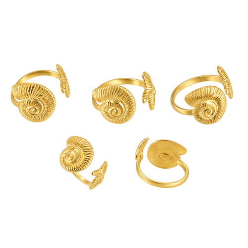 Adjustable Stainless Steel Seashell & Starfish Ring