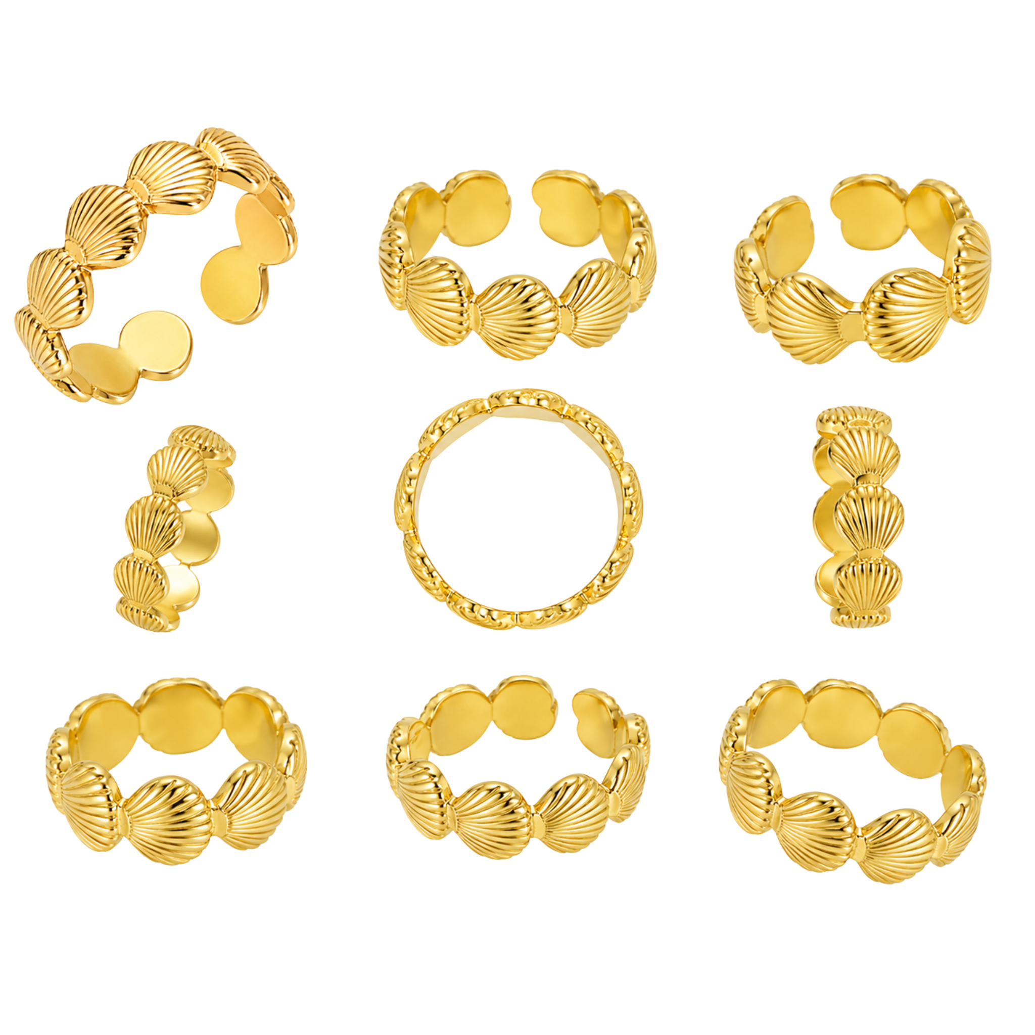 Adjustable Stainless Steel Small Shells Ring