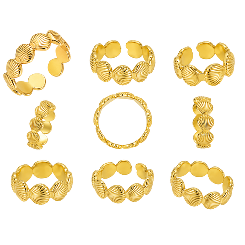 Adjustable Stainless Steel Small Shells Ring