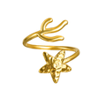 Adjustable Stainless Steel Starfish & Coral Ring