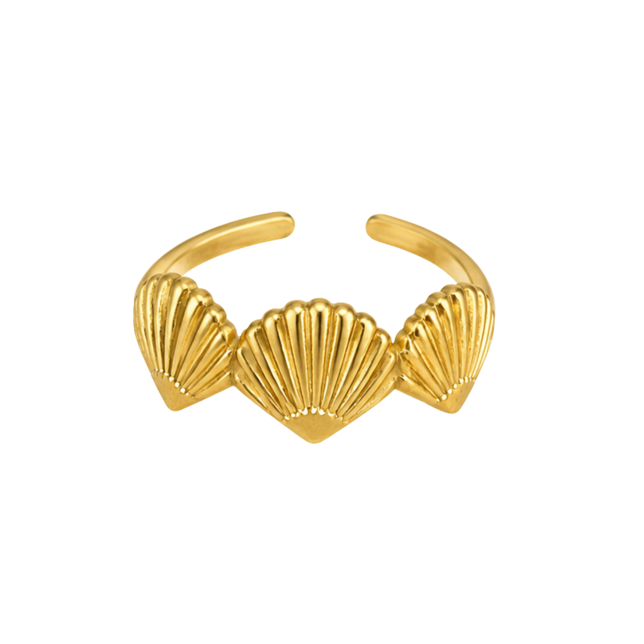 Adjustable Stainless Steel Three Shells Ring