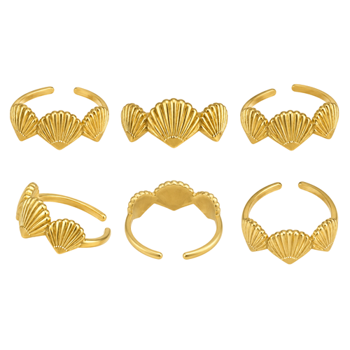 Adjustable Stainless Steel Three Shells Ring