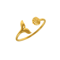 Adjustable Stainless Steel Whale tail & Shell Ring